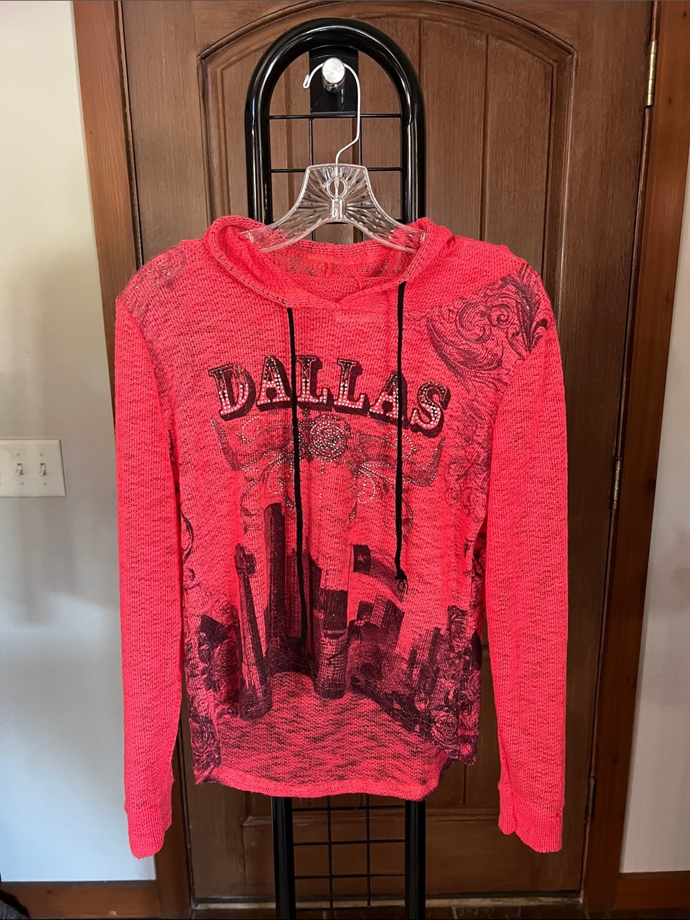 Dallas Graphic Hooded Pullover - Bright  Red